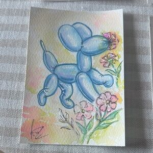 Blue Balloon Dog watercolor